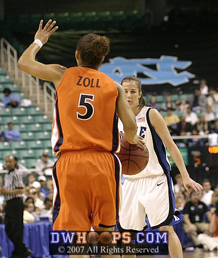Sharnee Zoll brings the ball up for Virginia