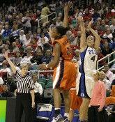 36-21, 4:14 - ...but eventually gets loose for her fifth three of the half.