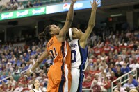 36-21, 3:40 - Wright defends this Harding layup