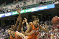 36-21, 3:40 - ...and everybody crashes the boards - out to UVa