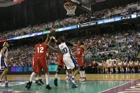 14-4, 14:16 - ...and three State players converged on the rebound