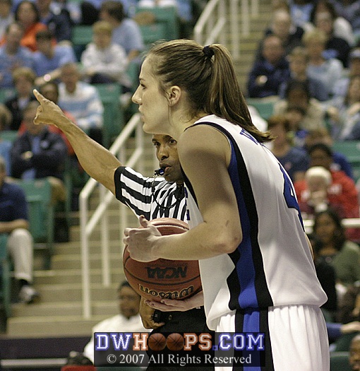 Abby Waner inbounds in front of official Eric Brewton