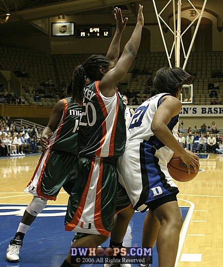 Joy Cheek works for position again, against Miami's Albrey Grimsley