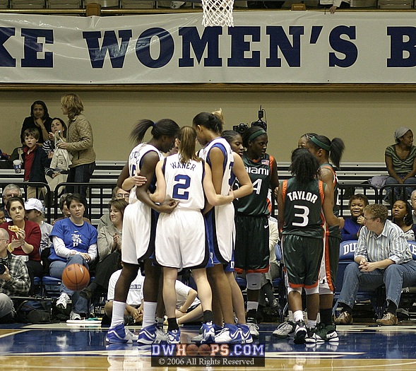 Duke huddles up after a Miami foul