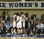 Duke huddles up after a Miami foul
