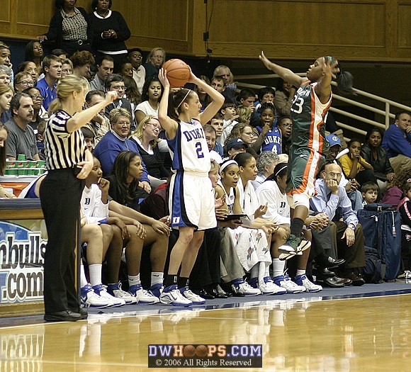 Miami's Latoya Cunningham defends Emily Waner's inbounds pass