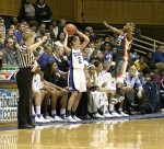 Miami's Latoya Cunningham defends Emily Waner's inbounds pass