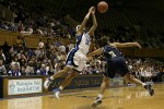 Lindsey Harding is airborne over Tech's Stephanie Higgs