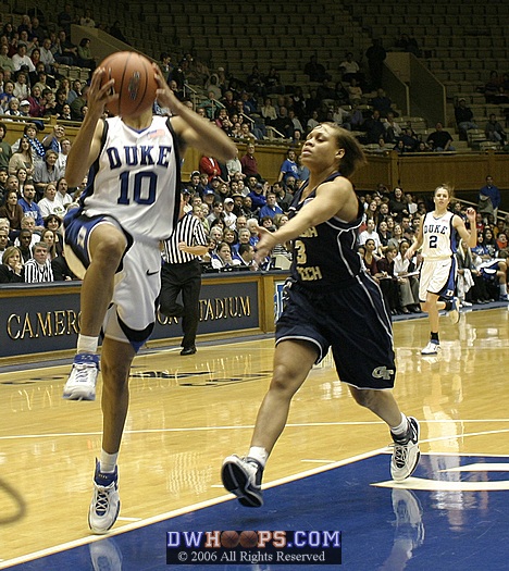 Lindsey Harding turns a steal into an easy layup, extending Duke's lead to 13-5.