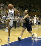Lindsey Harding turns a steal into an easy layup, extending Duke's lead to 13-5.