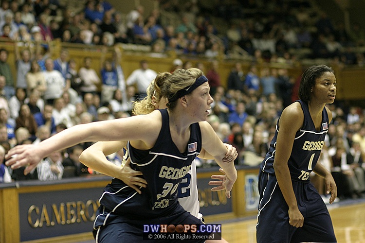 Brittany Mitch tries to slow down Brigitte Ardossi