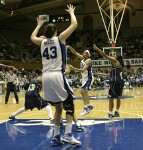 Lindsey Harding attempts a pass to the sideline, resulting in one of Duke's season high 24 turnovers.