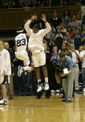 Wanisha Smith and Keturah Jackson bump hips during Duke player intros