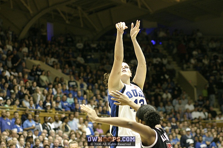 With the backdrop of a sold-out Cameron Indoor Stadium, Alison Bales drains a second consecutive jumper