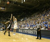 With the shot clock winding down, Abby Waner attempts a 3 point shot