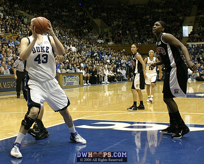 Ali Bales starts a 7-0 Duke run with an unusually open layup.