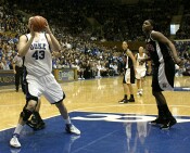 Ali Bales starts a 7-0 Duke run with an unusually open layup.