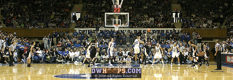 On the "far end," Carrem Gay preserves the 2 point Duke lead by blocking Sa'de Wiley-Gatewood