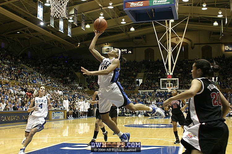 A soaring layup by Lindsey Harding puts Duke up by 4