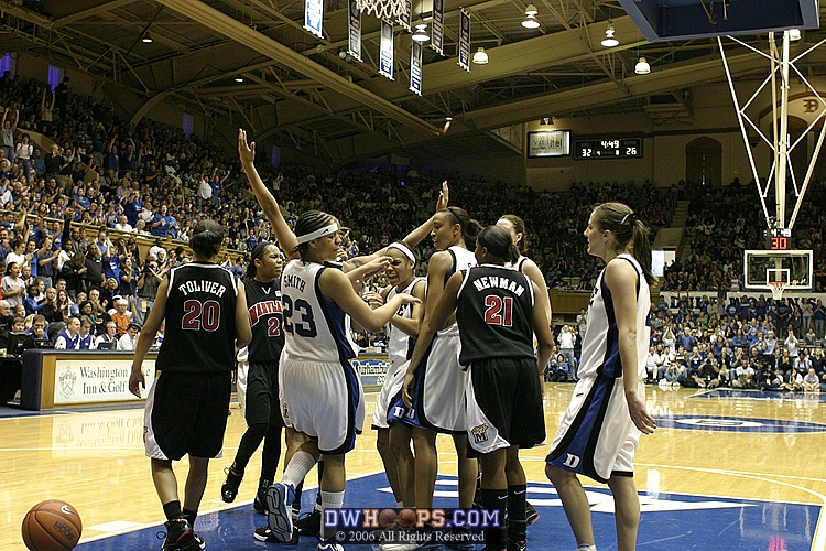 ...and Duke celebrates, after the hoop and harm for Nish and dime for Waner.