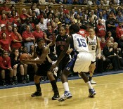 After Bridgette Mitchell snared one of just 8 Duke offensive rebounds, Sa'de Wiley-Gatewood gets the steal.