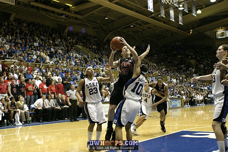 Lindsey Harding takes a charge from Shay Doron