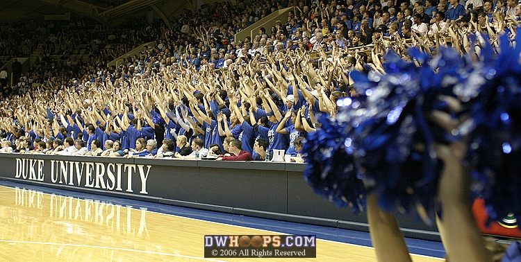 Hands-up for an Abby Waner free throw on "Paint Cameron Blue" day.  Hopefully many of these students will return before the UNC game.
