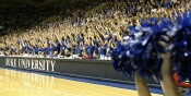 Hands-up for an Abby Waner free throw on "Paint Cameron Blue" day.  Hopefully many of these students will return before the UNC game.