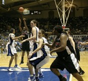 Crystal Langhorne puts up a jumper from the free throw line...