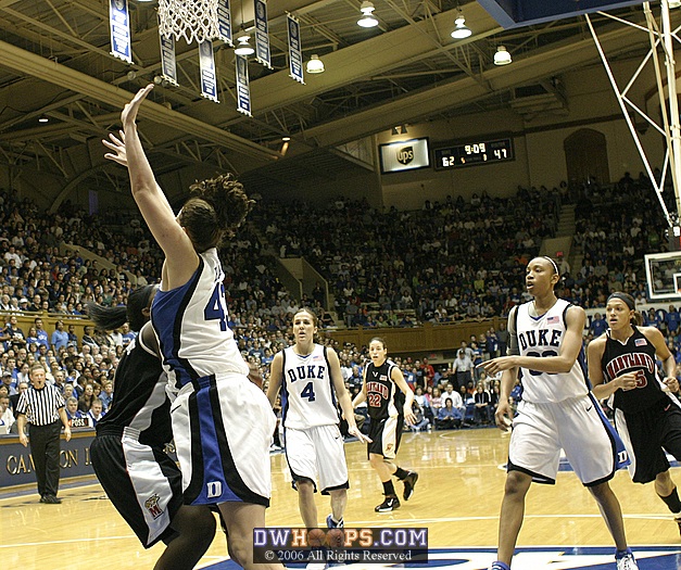 Carrem Gay says, "She walked" as Alison Bales has indeed forced another Maryland turnover.  Duke's run continues.