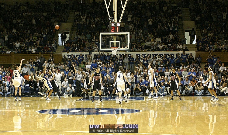 Emily Waner launches a 3 point try with 21 seconds on the shot clock.  With the lead, Duke continued to be aggressive.