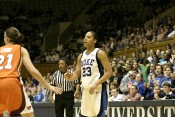 Duke's Wanisha Smith and referee Yvette McKinney