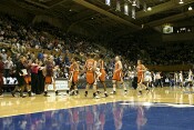 Duke calls a timeout as Virginia Tech has run off 7 straight points