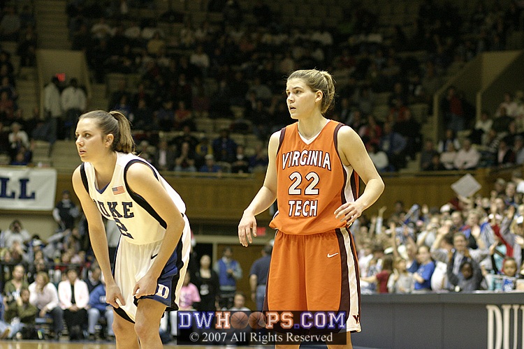 Emily Waner and Laura Haskins wait for Alison Bales' second free throw