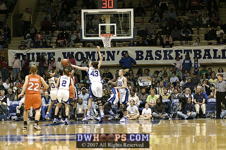 Duke's defense collapses on a VPI player during a stretch where Tech built an 11 point lead