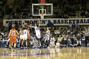 Duke's defense collapses on a VPI player during a stretch where Tech built an 11 point lead