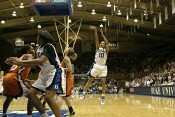 Linsdey Harding puts up an errant jumper, resulting in a titanic struggle for the rebound...