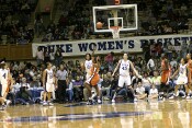 Joy Cheek is whistled for the block of Britney Anderson