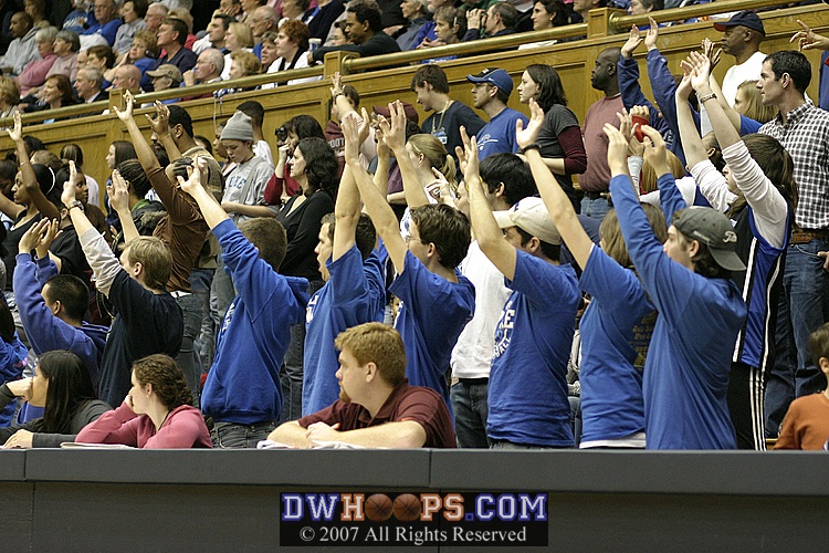Students encourage Carrem Gay at the line
