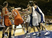 Eleanor Brentnall pulls down the rebound