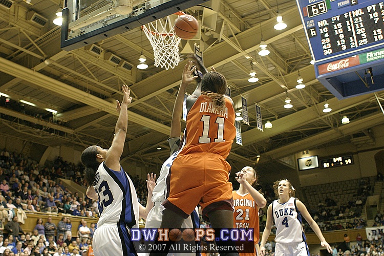 ...and is fouled in the act by Carrem Gay