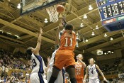 ...and is fouled in the act by Carrem Gay
