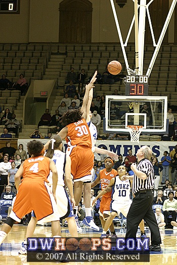 Duke wins the opening tip for the first time in several weeks.