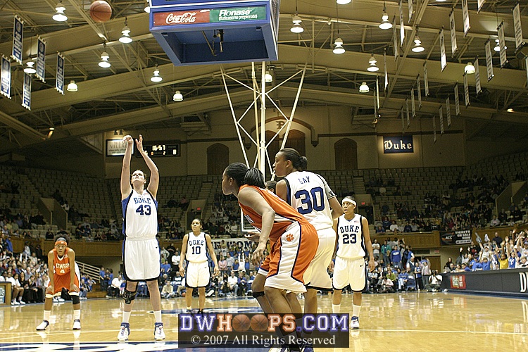 A dull night in the blocks for Clemson:  Alison Bales makes the first of a perfect 13-13 from the stripe