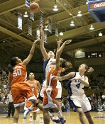 Alison Bales shoots and is fouled.