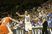 Lindsey Harding directs the offense against the Clemson zone.  She finished the half with 6 assists.