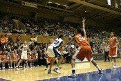 Carrem Gay surveys the Clemson post defense
