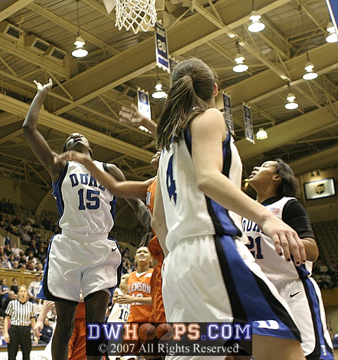 Bridgette Mitchell's layup lifted Duke to the half-century mark in the half.