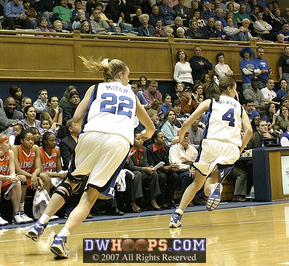 Brittany Mitch and Abby Waner as the Duke break starts.  No, the band did not chant, "Out of step, out of step"