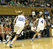 Brittany Mitch and Abby Waner as the Duke break starts.  No, the band did not chant, "Out of step, out of step"
